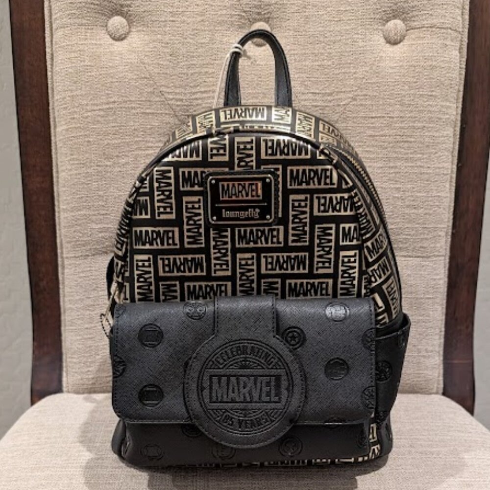 Loungfly Marvel 85th Anniversary All-Over Print Logo Mini Backpack